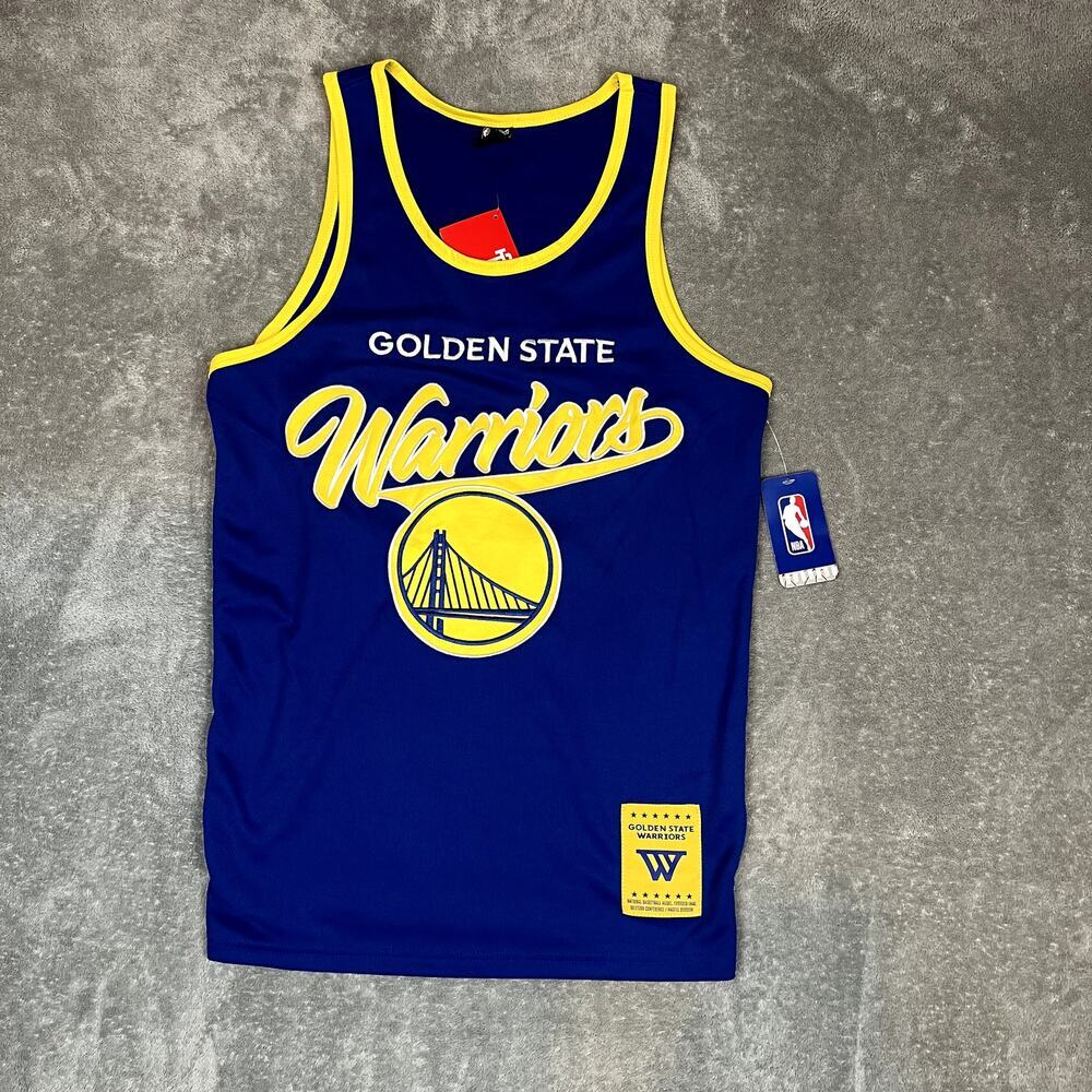 Golden State Warriors NBA‎ Blue Yellow Icon City Jersey Tank Men's S NWT